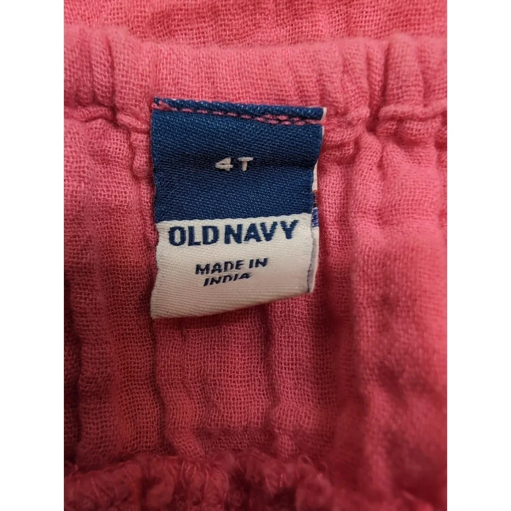 Old Navy Girls Pink Gauze Palm Tree Embroidered Cami Sundress 4T 421293-00